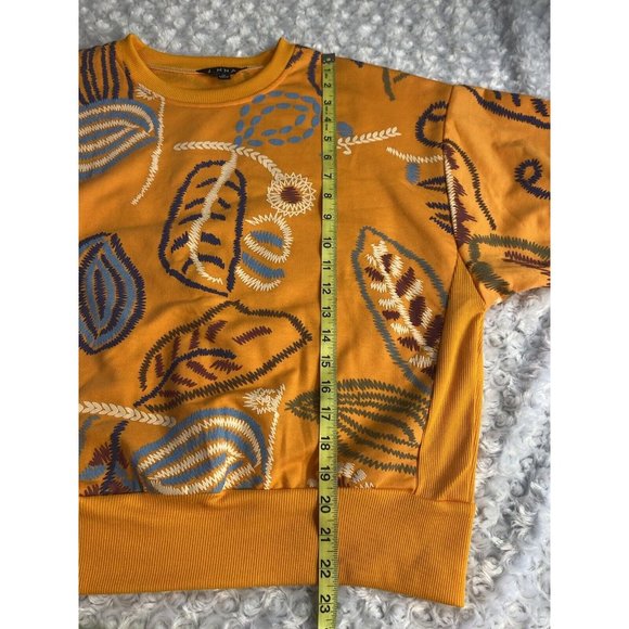 J. NNA Sweatshirt Womens Size M Orange Vibrant Florals - Picture 5 of 12